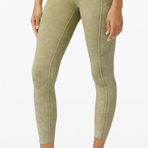 NWT Lululemon Fast and Free High Rise Tight 25” Ice Dye Ice Wash Hazel Green